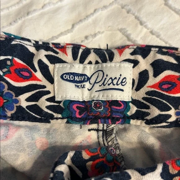 Old Navy Pixie Navy, Red & Teal Floral Pants - Picture 3 of 4
